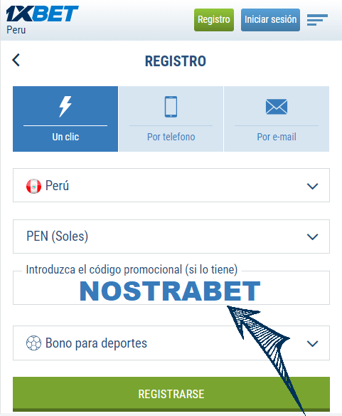 1xBET Perú código de bono