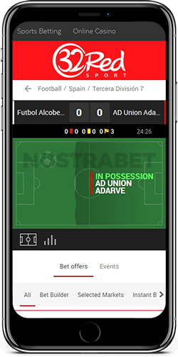 32Red Football Inplay on iOS