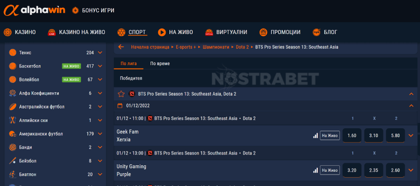 alphawin esports мачове