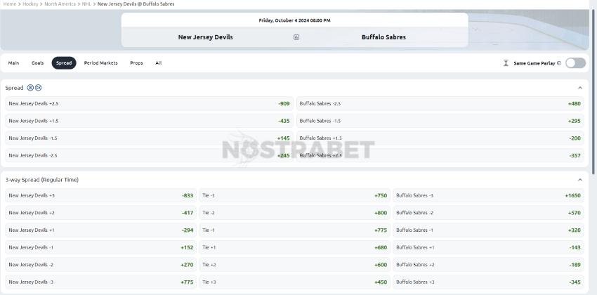 betano spread betting nhl