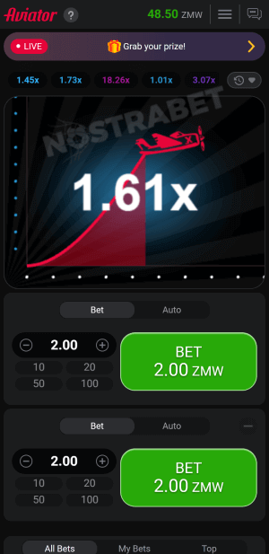 Betlion Zambia aviator interface mobile