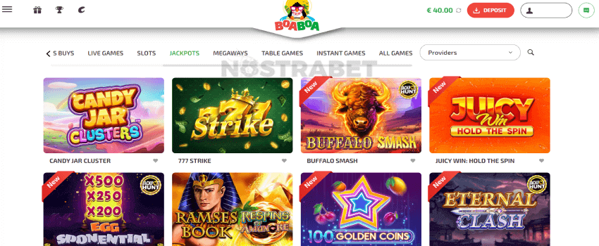 Boaboa casino jackpot games