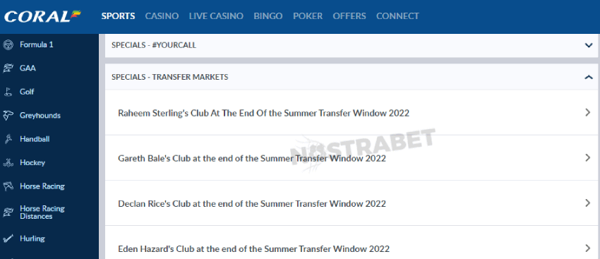 coral football transfers betting