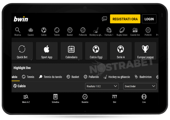 versione del sito mobile di bwin