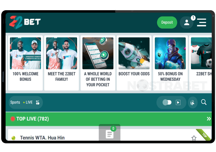 mobile website version of 22bet