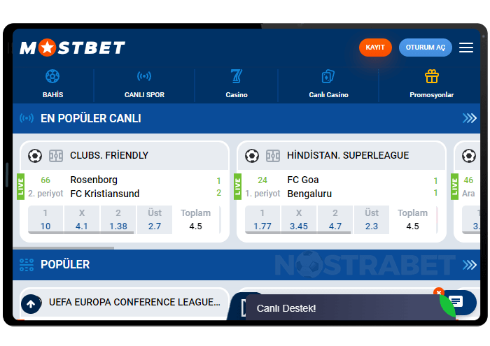 Mostbet Mobil Versiyonu Tablette