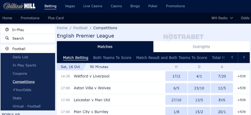 william hill premier league