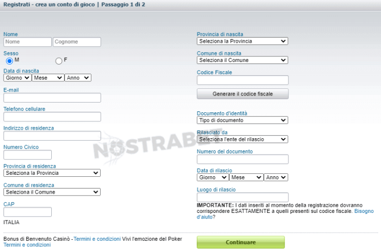 Registrazione William Hill